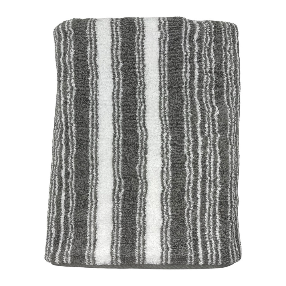 Lauren Ralph Lauren Sanders Pewter Striped Bath Towel NWT
